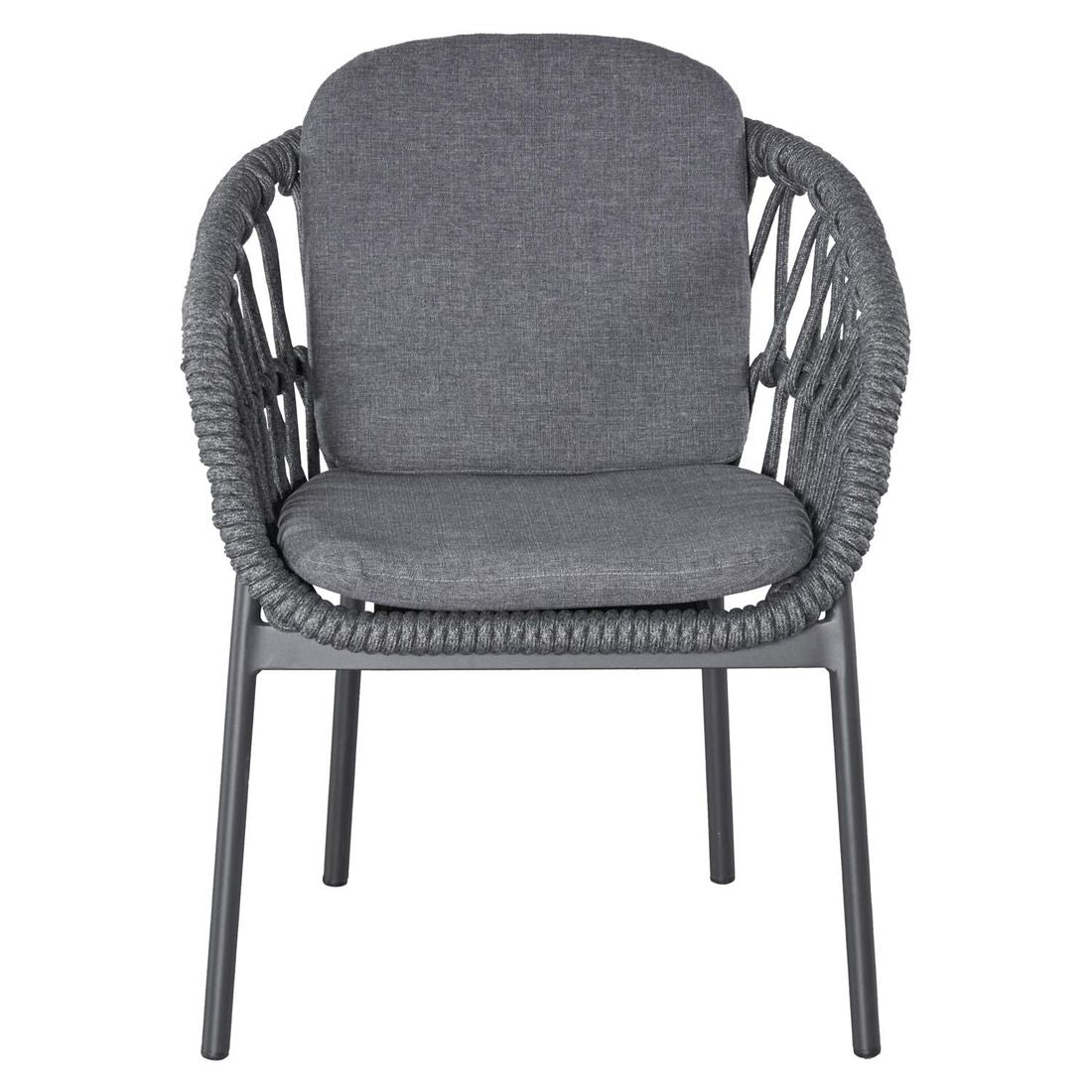 Hagestol Bari aluminium og tau med puter 62x63 cm bakside