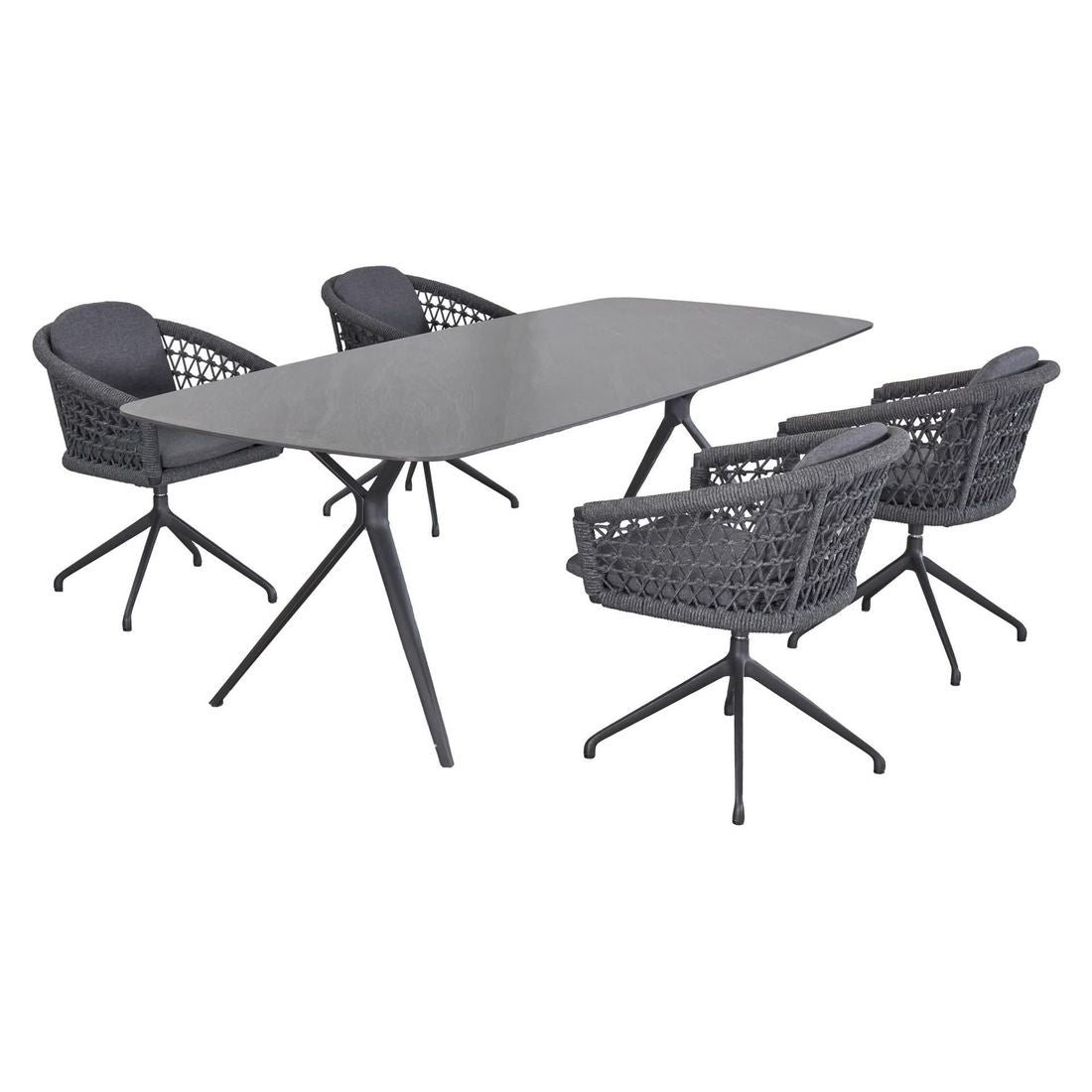 Hagestol Bari aluminium/tau dreibar i hagemiljø