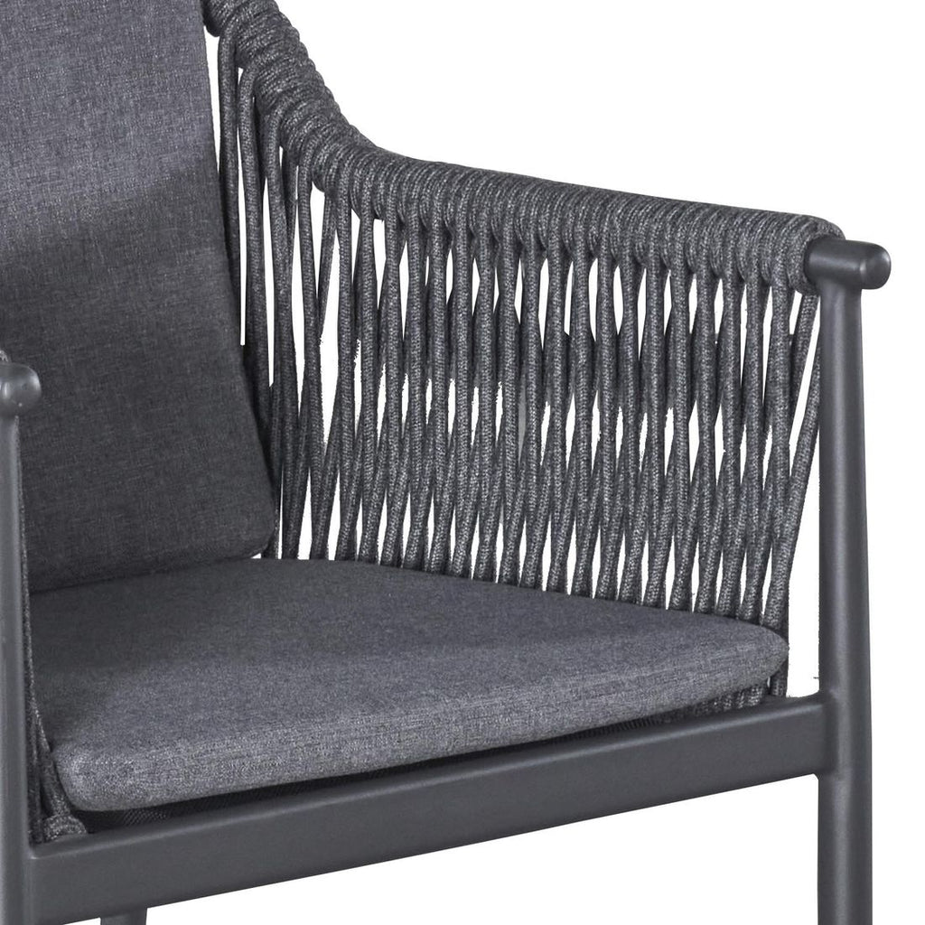 Hagestol Bari aluminium/tau med puter 59x61 cm sideprofil