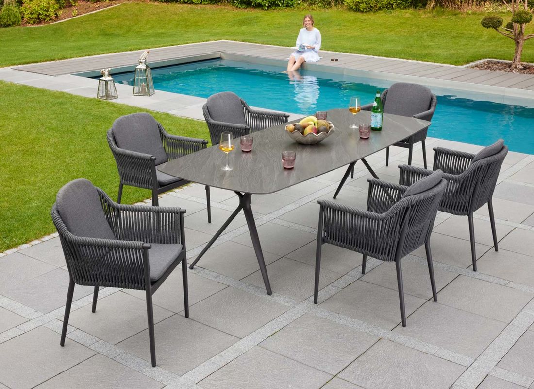 Hagestol Bari aluminium/tau med puter 59x61 cm i antrasitt farge