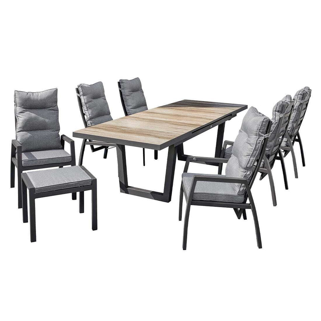 Sideprofil av Hagestol med armlener Bondino II aluminium regulerbar rygg