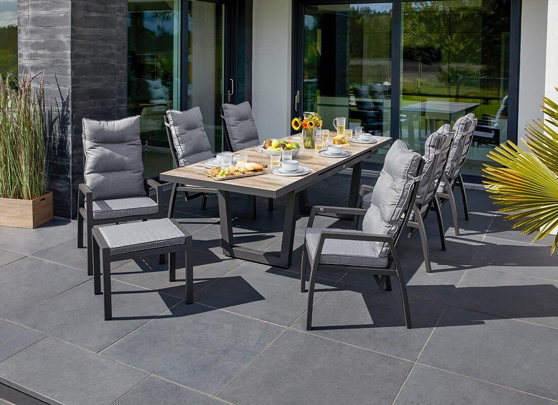 Hagestol med armlener Bondino II aluminium regulerbar rygg med puter