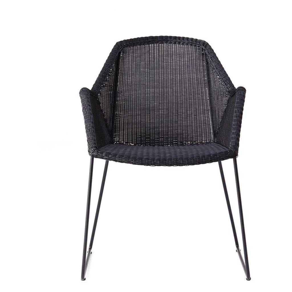 Montert Hagestol Breeze flettverk/stål 60x62 cm svart i hage