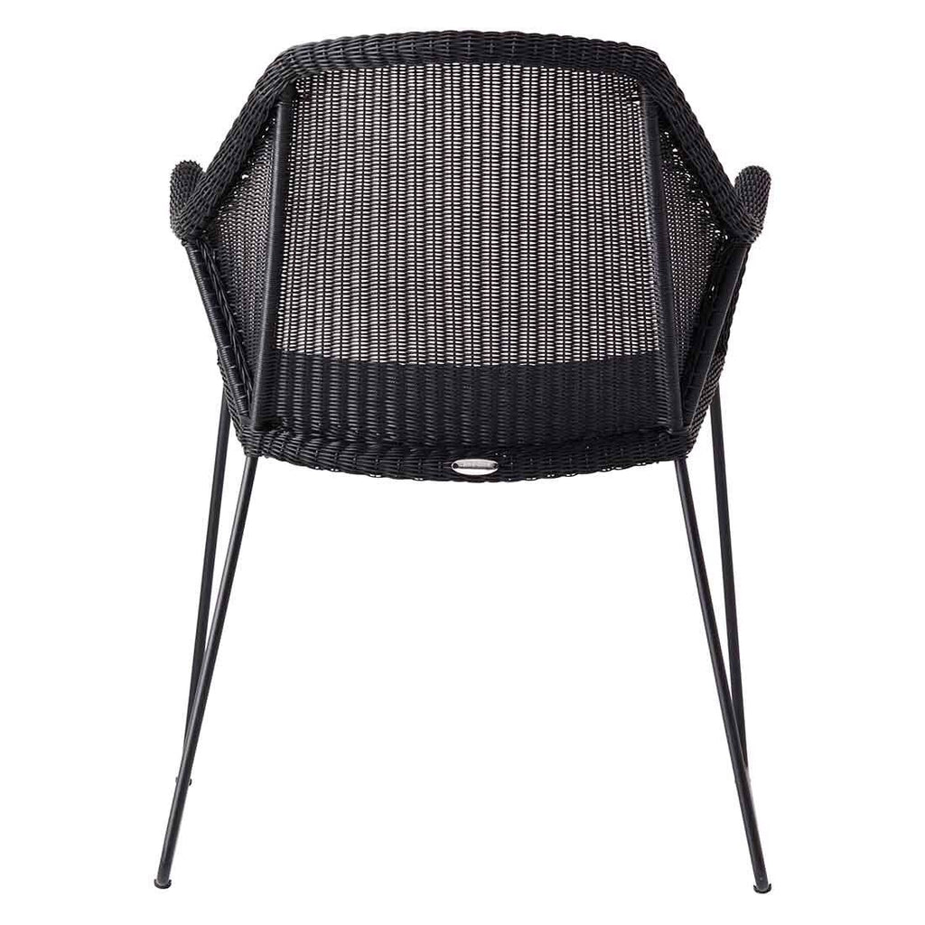 Hagestol Breeze flettverk/stål 60x62 cm svart sett fra siden