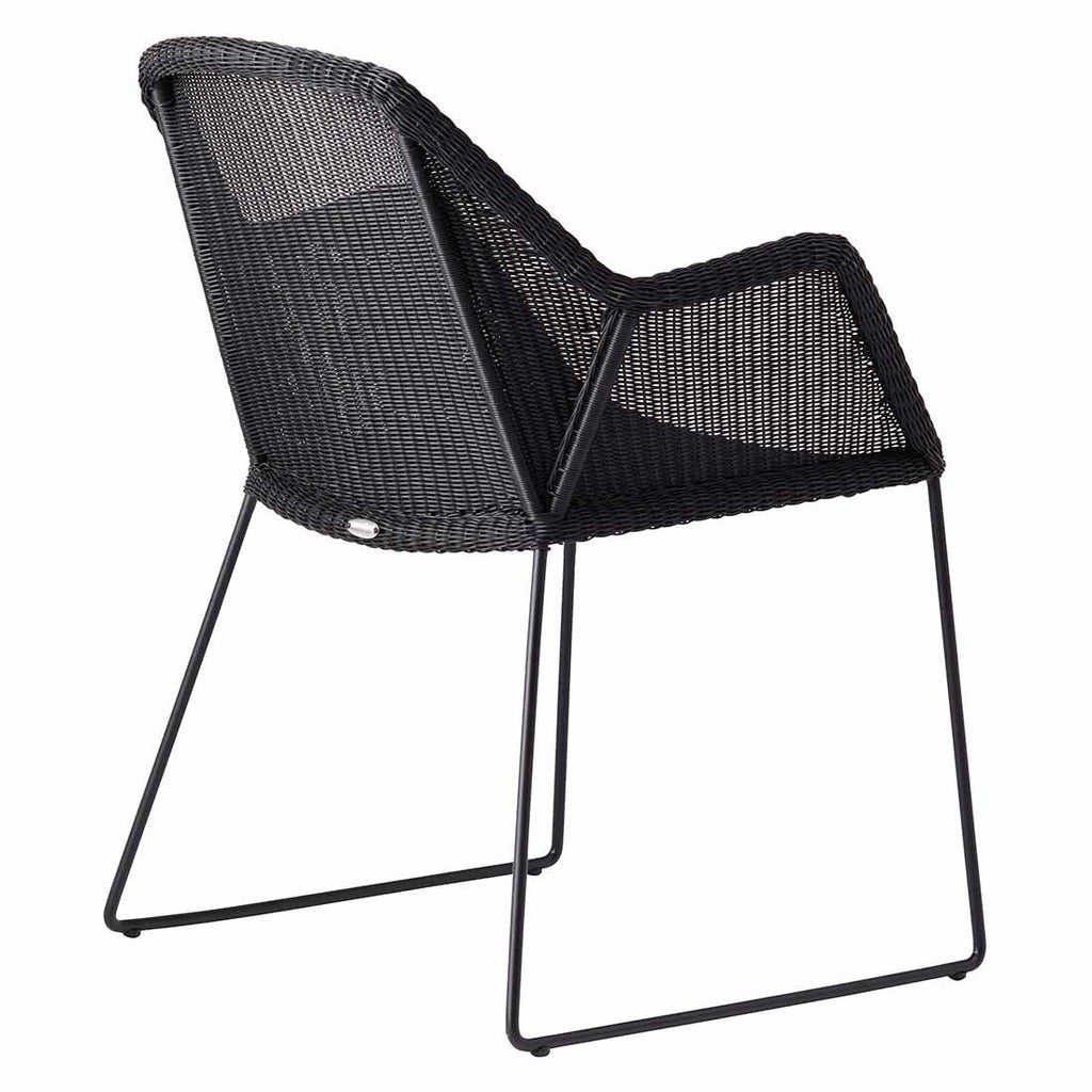 Hagestol Breeze flettverk/stål 60x62 cm svart nærbilde av sete