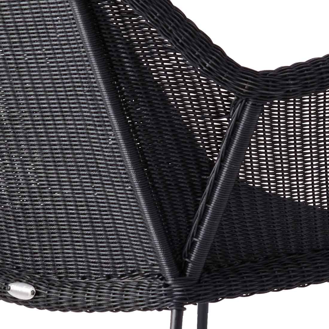 Hagestol Breeze flettverk/stål 60x62 cm svart detaljer på armlene