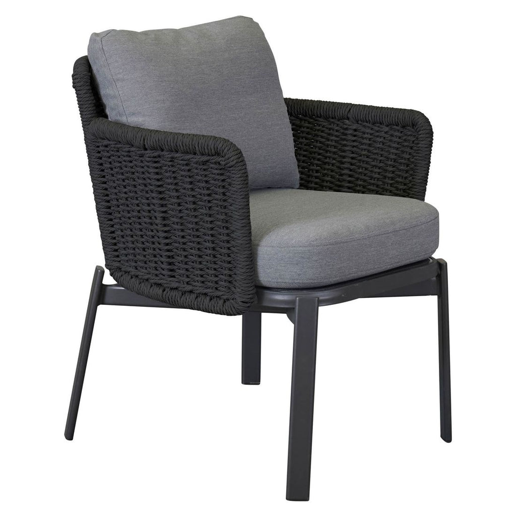 Hagestol med armlener Catalina aluminium/tau med puter forfra