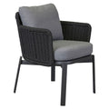 Hagestol med armlener Catalina aluminium/tau med puter forfra
