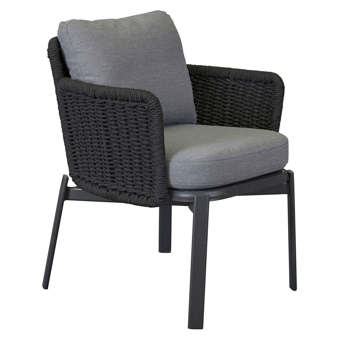 Hagestol med armlener Catalina aluminium/tau med puter forfra