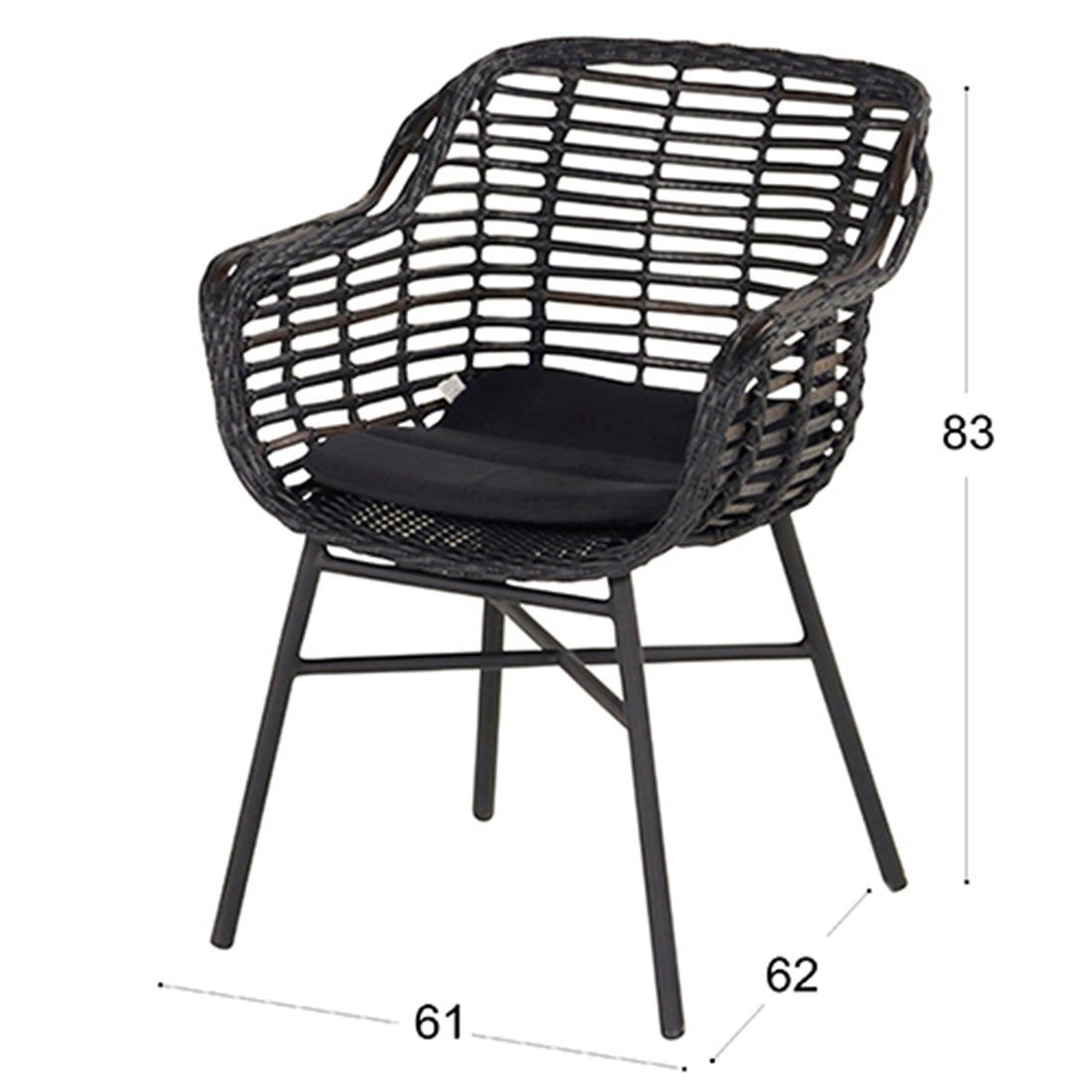 Hagestol Cecilia aluminium polyrotting 62x62 cm - Hartman bakside