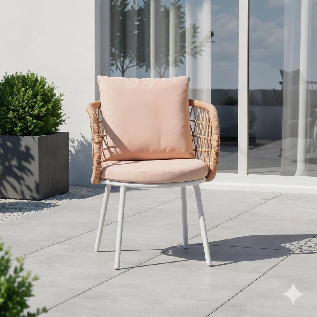 Hagestol med armlener Cevio aluminium tau ivory bakside