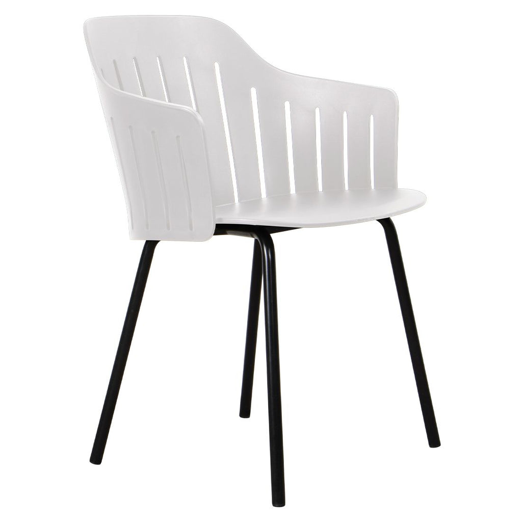 Hagestol Choice stål/polypropylen svart hvit 59 cm forfra