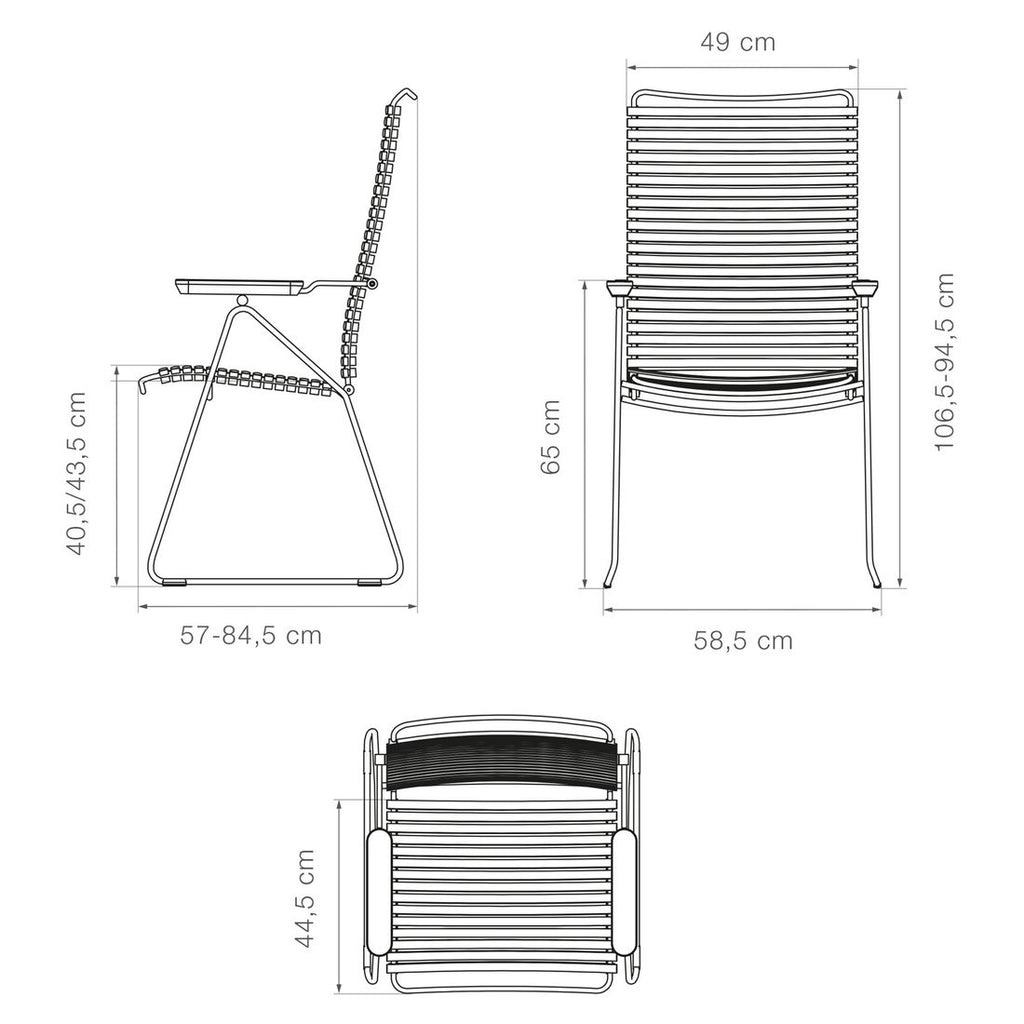 Nærbilde av armstøtte på Hagestol Click Position regulerbar rygg stål 58x57 cm