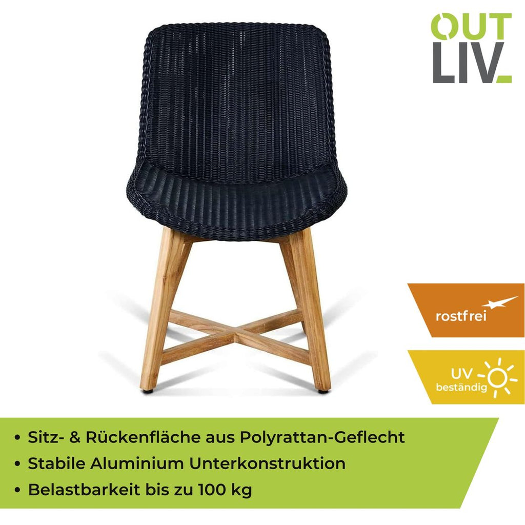 Hagestol Clovelly teak/polyrotting 56x68 cm med utsikt