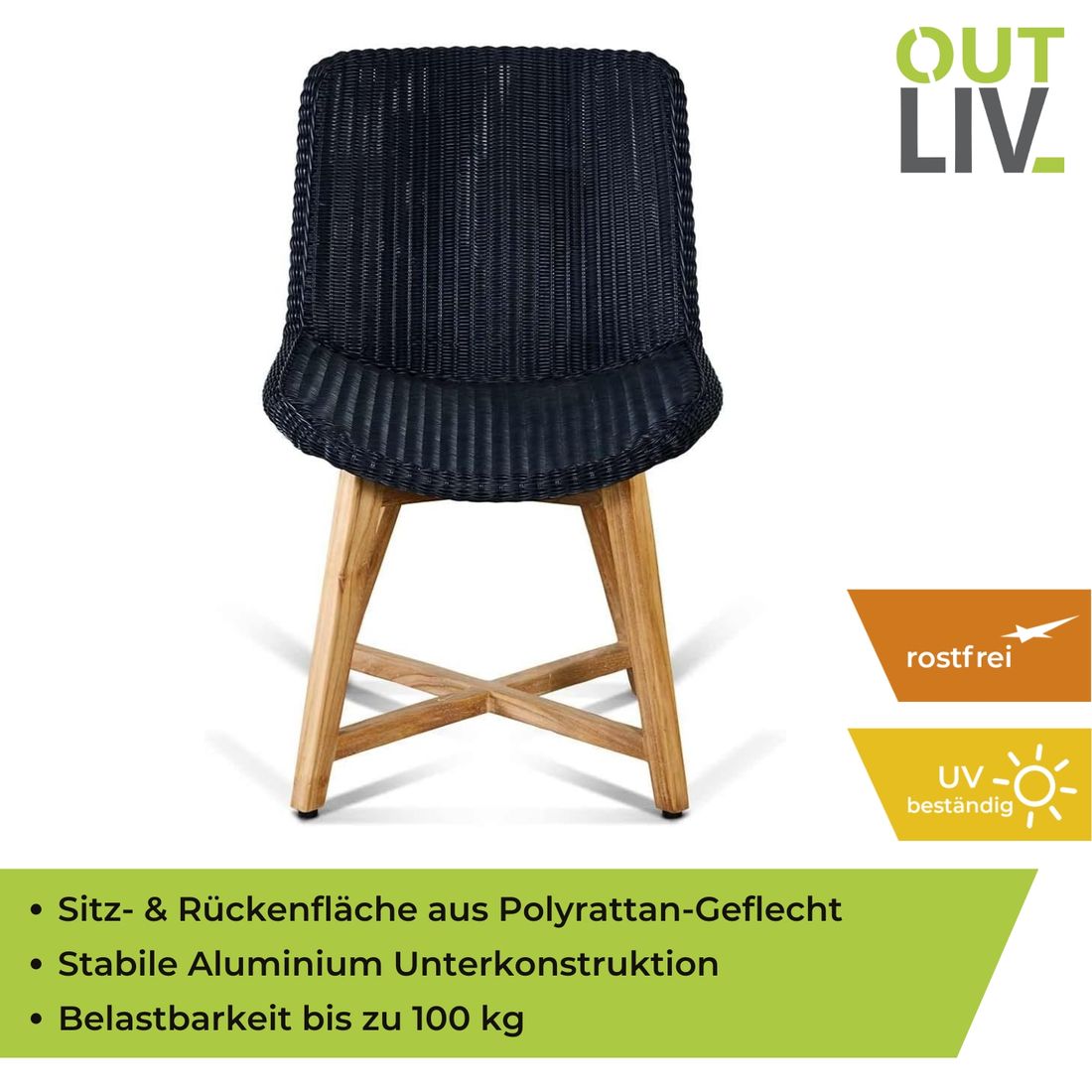 Hagestol Clovelly teak/polyrotting 56x68 cm med utsikt