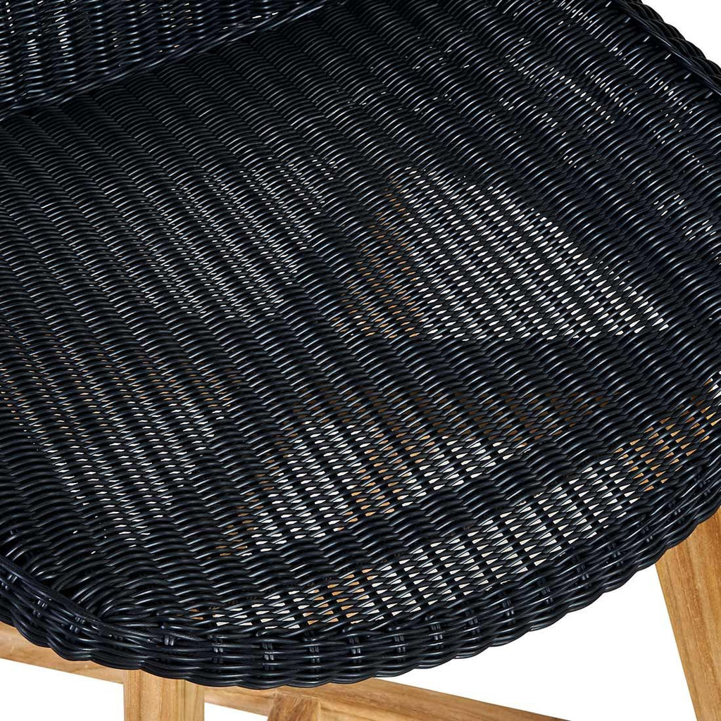 Nærbilde av teakramme på Hagestol Clovelly teak/polyrotting 56x68 cm