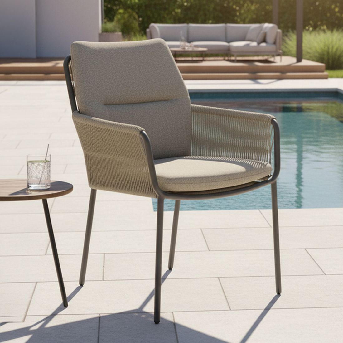 Hagestol Como aluminium med puter tau 59x71 cm bakside