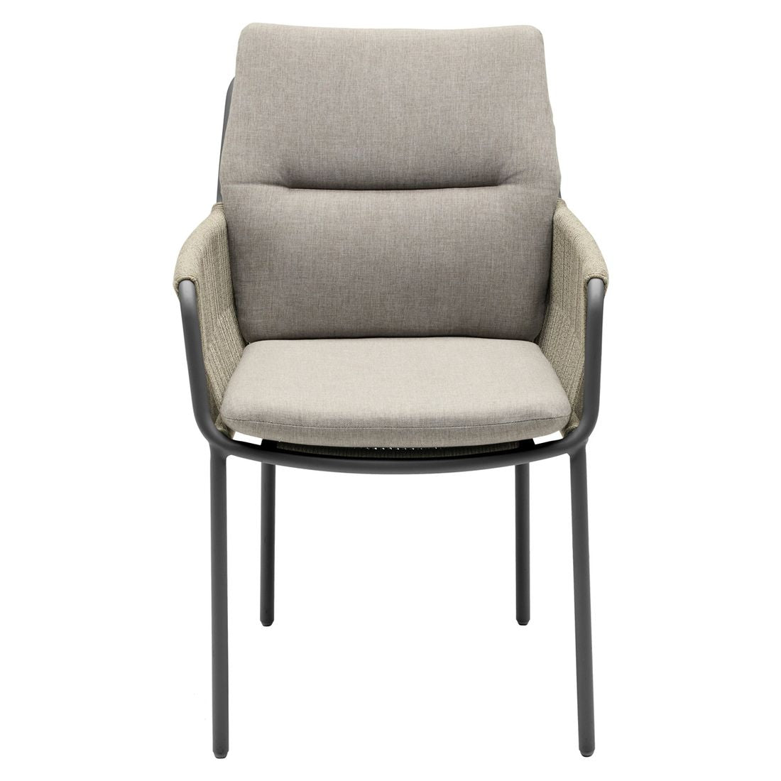 Montert Hagestol Como aluminium med puter tau 59x71 cm i hage