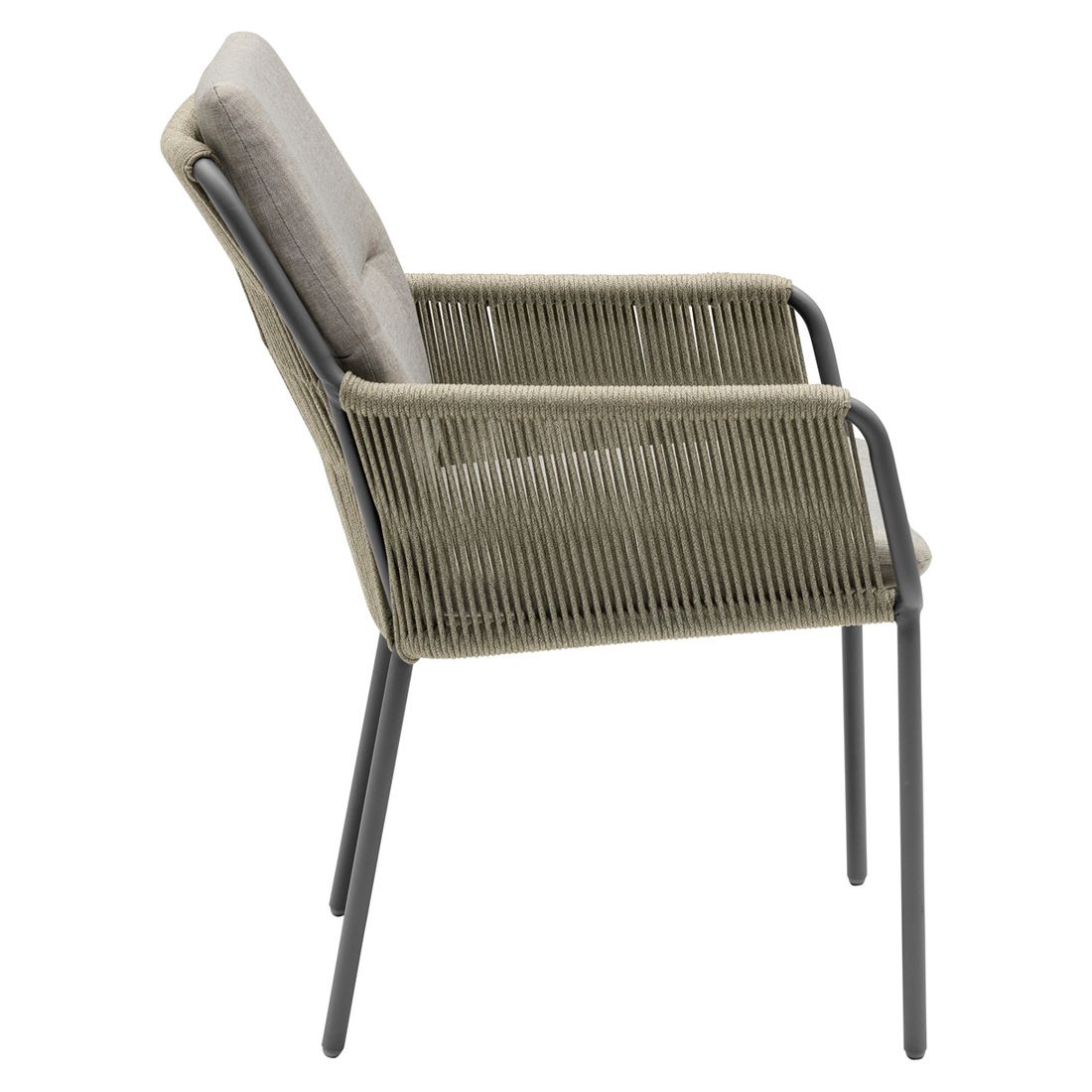 Nærbilde av pute og stoff på Hagestol Como aluminium med puter tau 59x71 cm