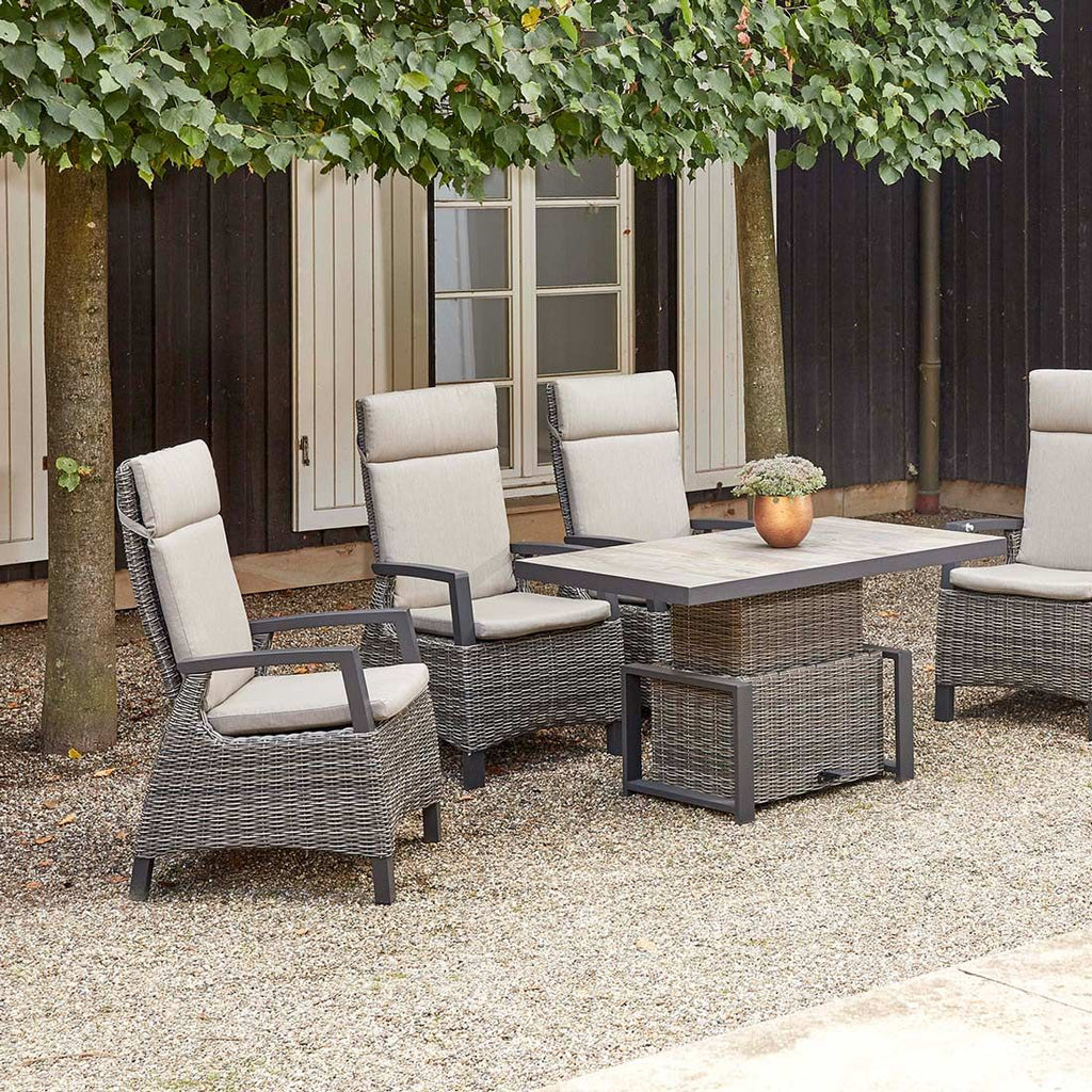 Hagestol Corido Move regulerbar rygg aluminium/flettverk - Siena Garden