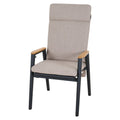 Hagestol Cortina aluminium med puter, regulerbar rygg forfra