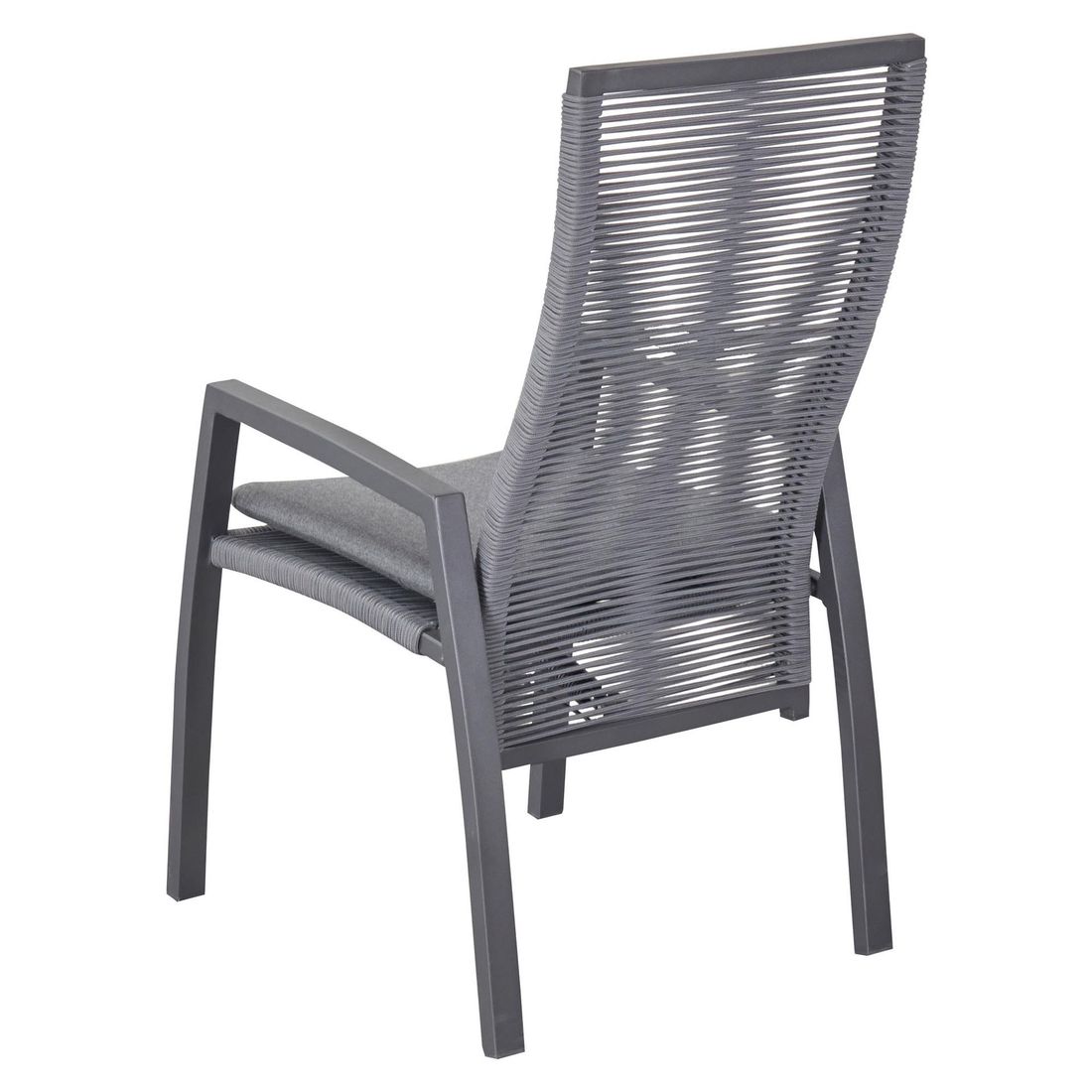 Sideprofil av Hagestol Diwo regulerbar aluminium tau med pute