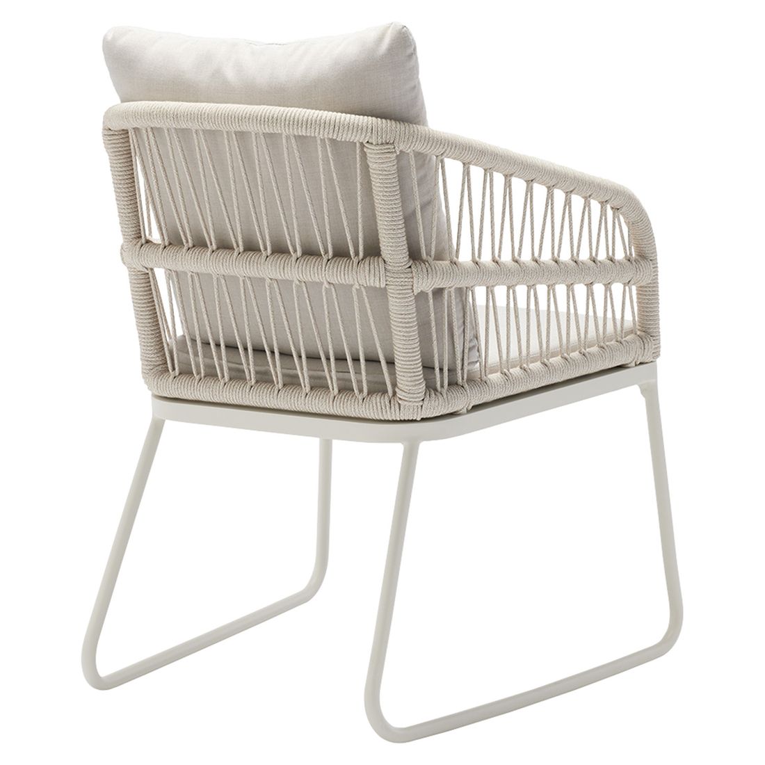 Hagestol med armlener JustB! aluminium og tau med puter - Musterring sideprofil