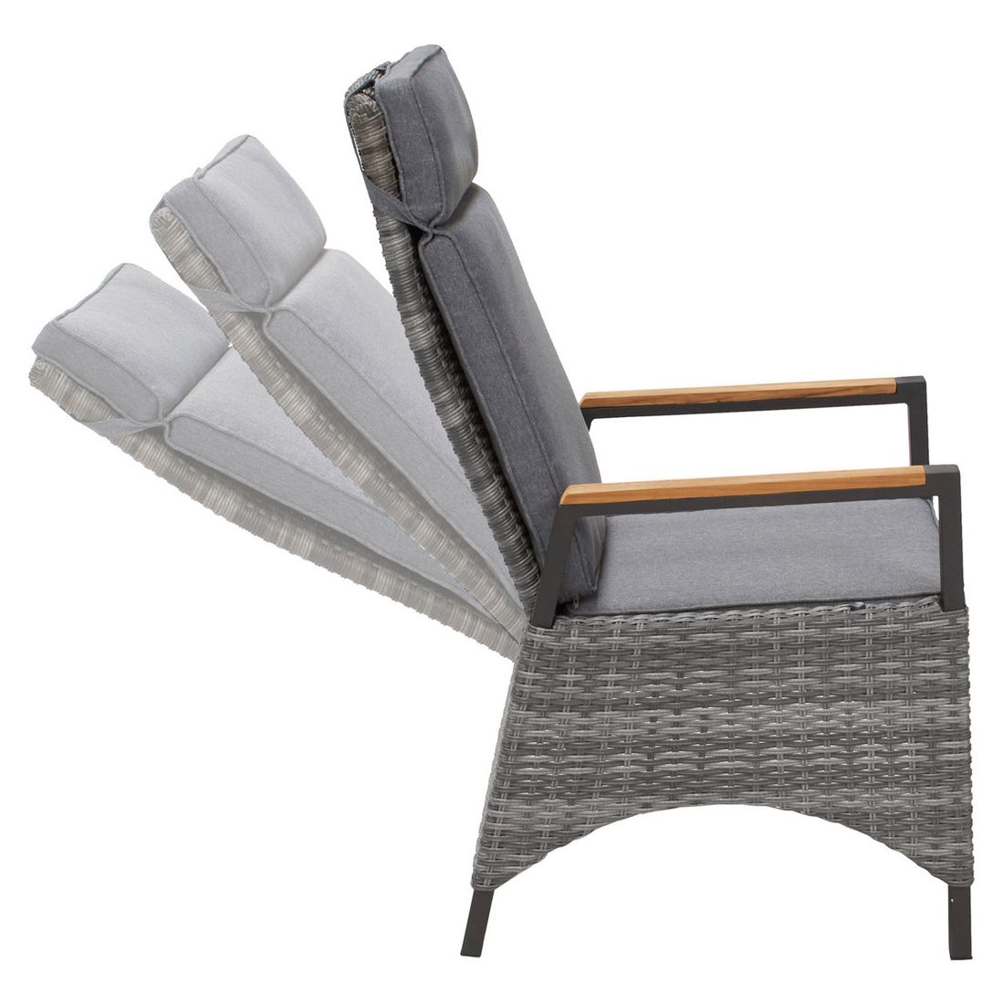 Hagestol Keramo aluminium med puter, regulerbar rygg sideprofil