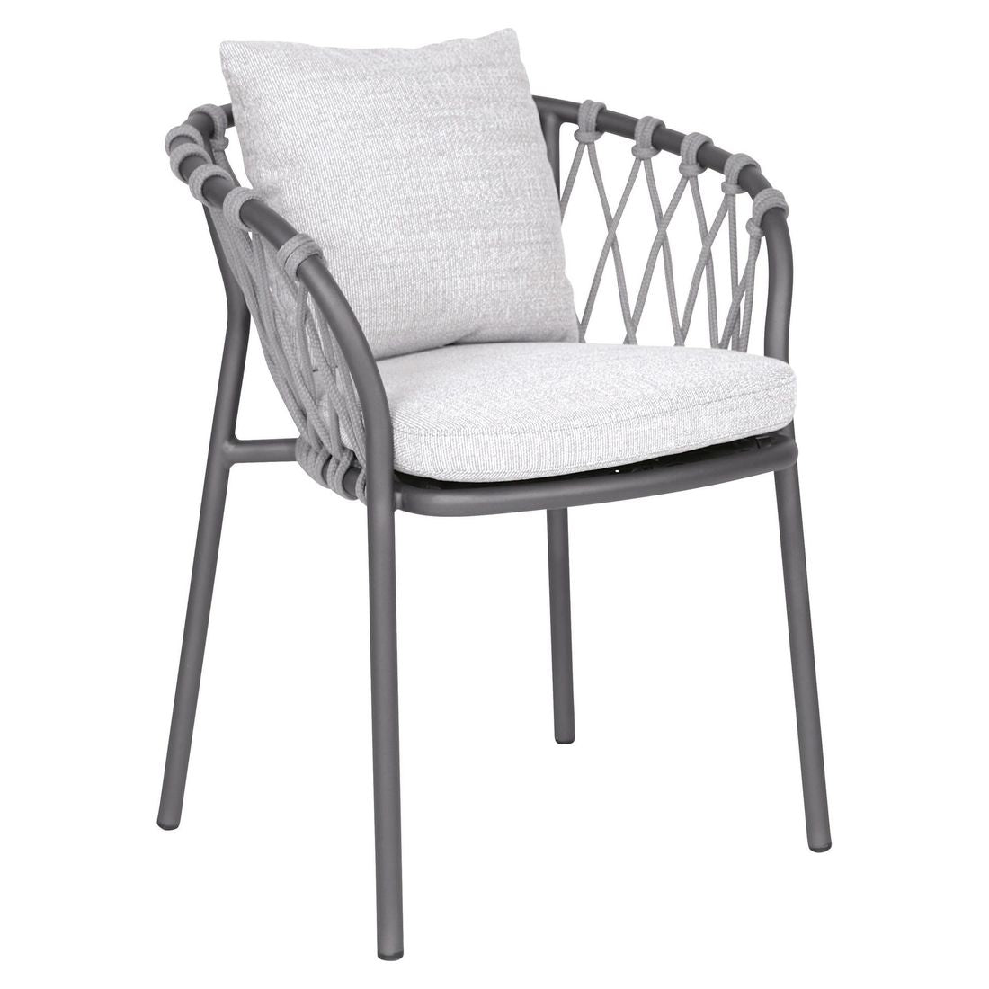 Hagestol med armlener Klea aluminium og tau 62 cm - Stern forfra