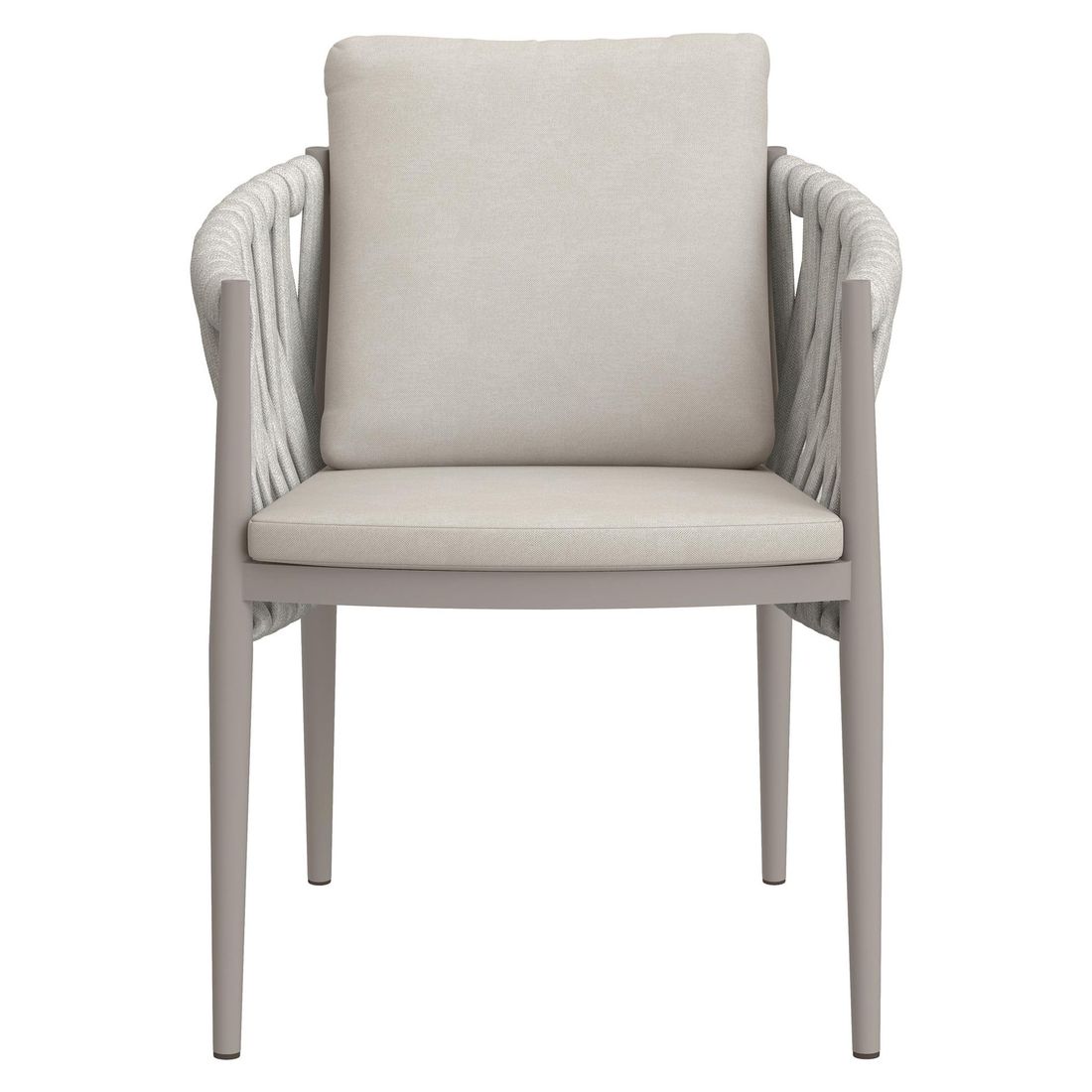 Montert Hagestol Lena aluminium/tau med puter 63x62 cm på terrasse