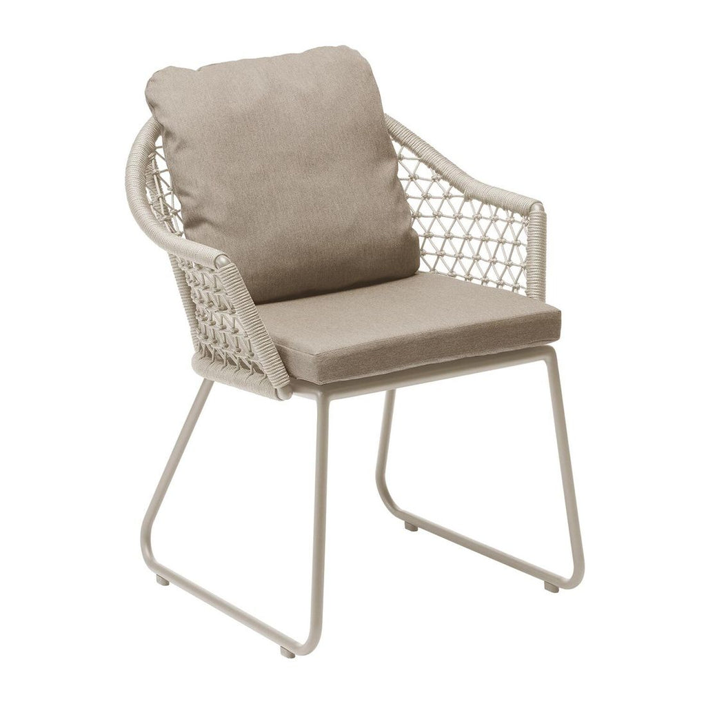 Hagestol med armlener Clara aluminium tau med puter front