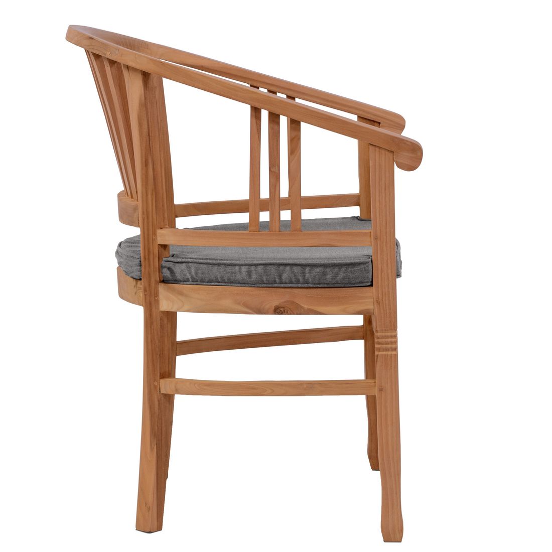 Detalj av hagestol med armlener Batavia teak med pute - OUTLIV