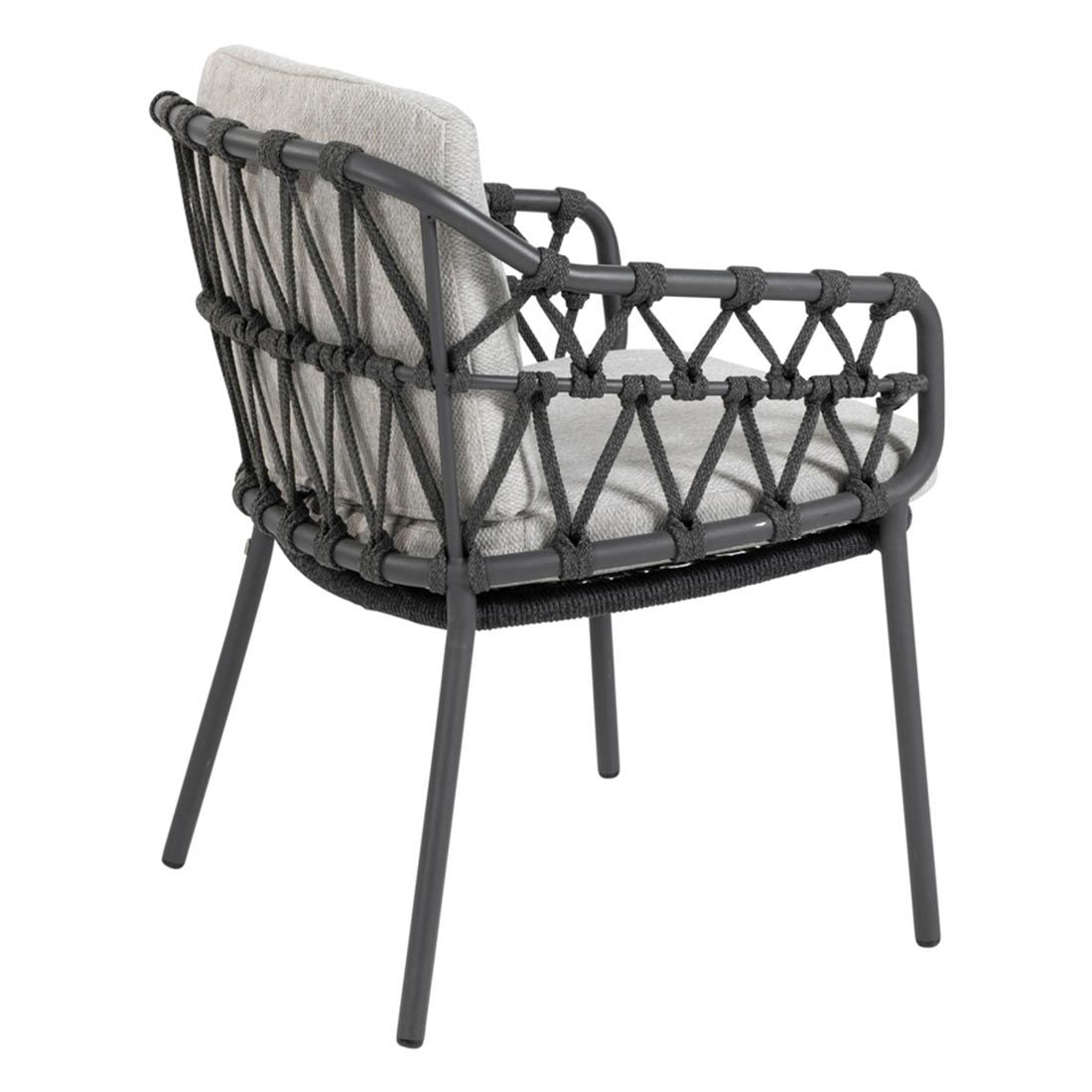 Hagestol med armlener Calpi tau/olefin antrasitt - 4Seasons detalj rope materiale