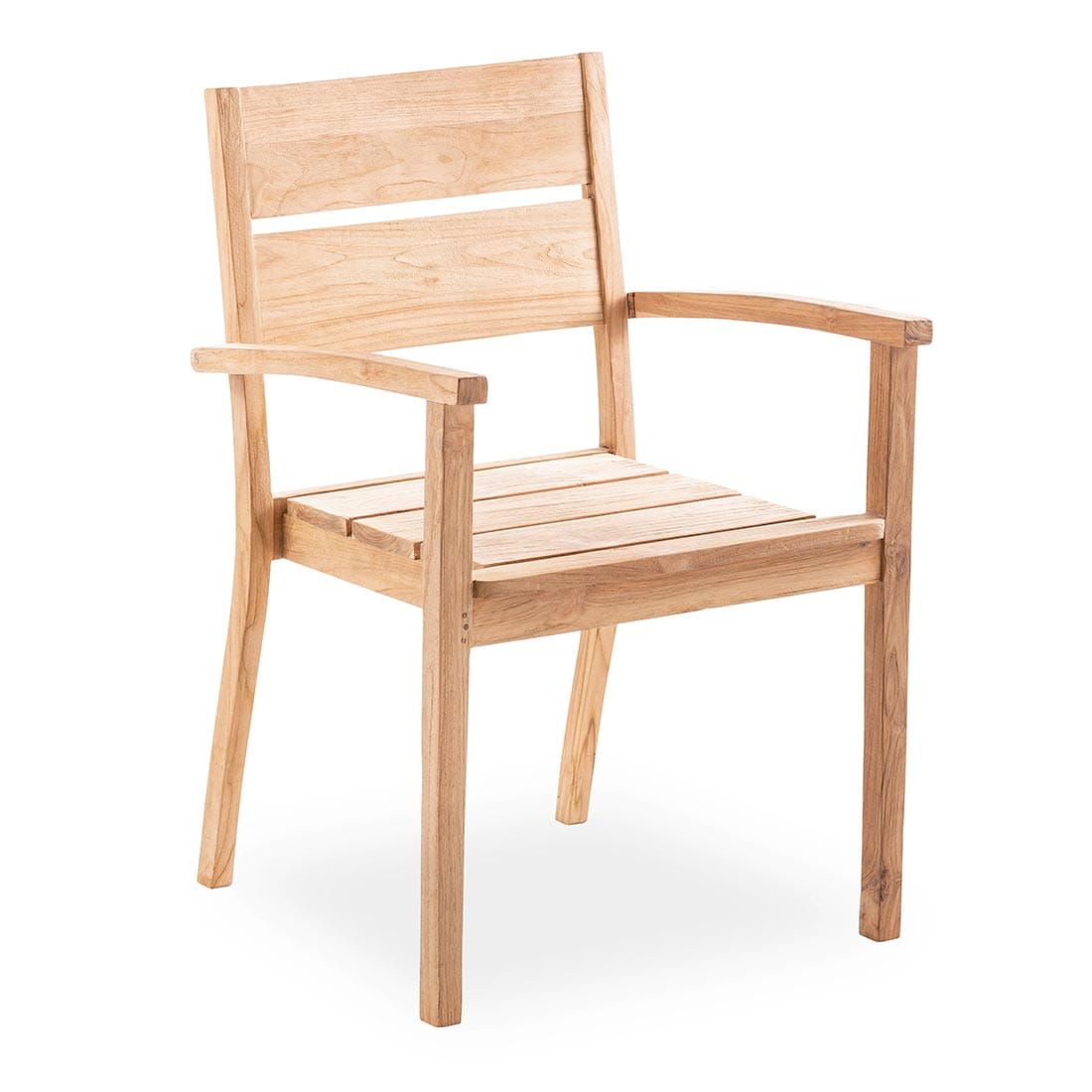 Hagestol med armlener Corsica teak 59x58 cm fra Niehoff sett forfra