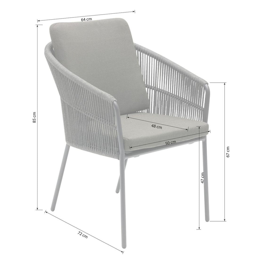 Detalj av Rope-flett i Hagestol med armlener Covo aluminium tau