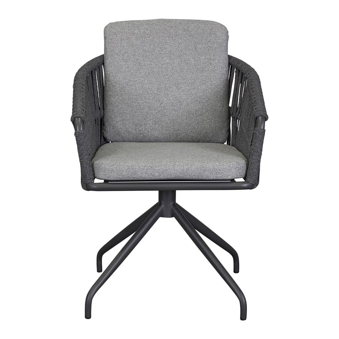 Sideprofil av Hagestol med armlener Genua dreibar aluminium tau med puter