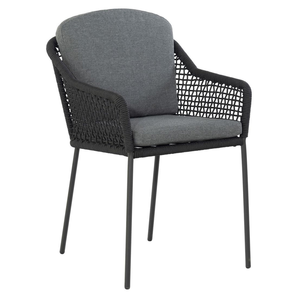 Hagestol med armlener Knit Dress stål tau med puter forfra