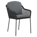 Hagestol med armlener Knit Dress stål tau med puter forfra