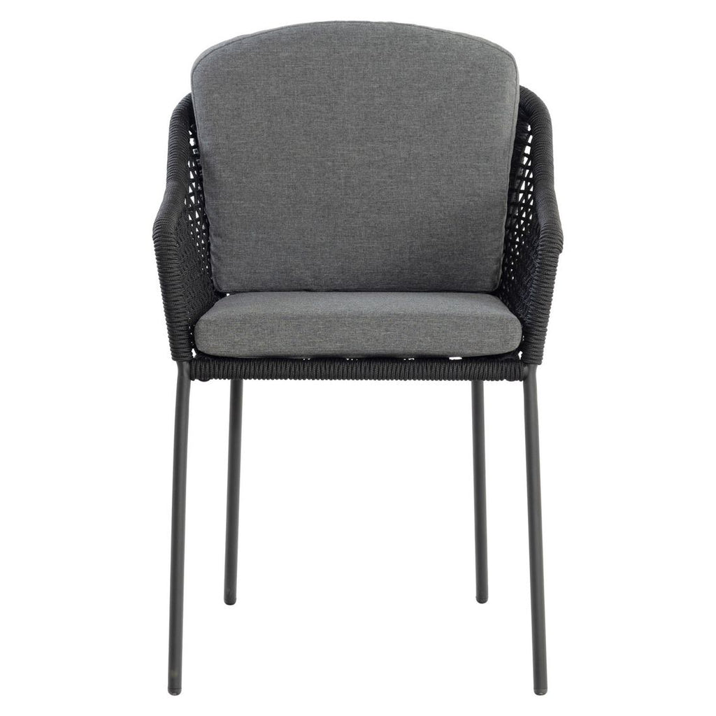 Nærbilde av pute på Hagestol med armlener Knit Dress stål tau