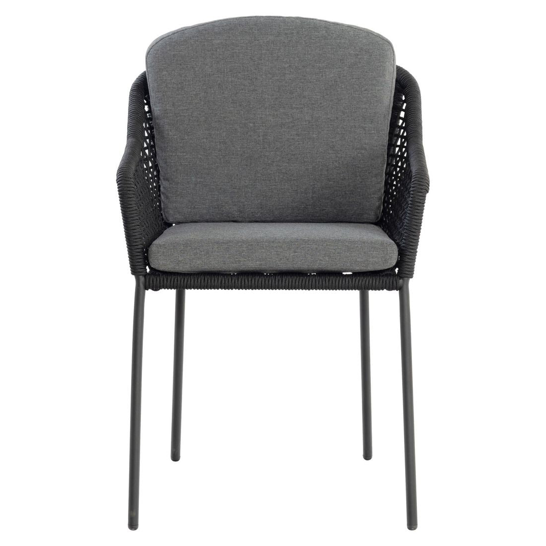 Nærbilde av pute på Hagestol med armlener Knit Dress stål tau