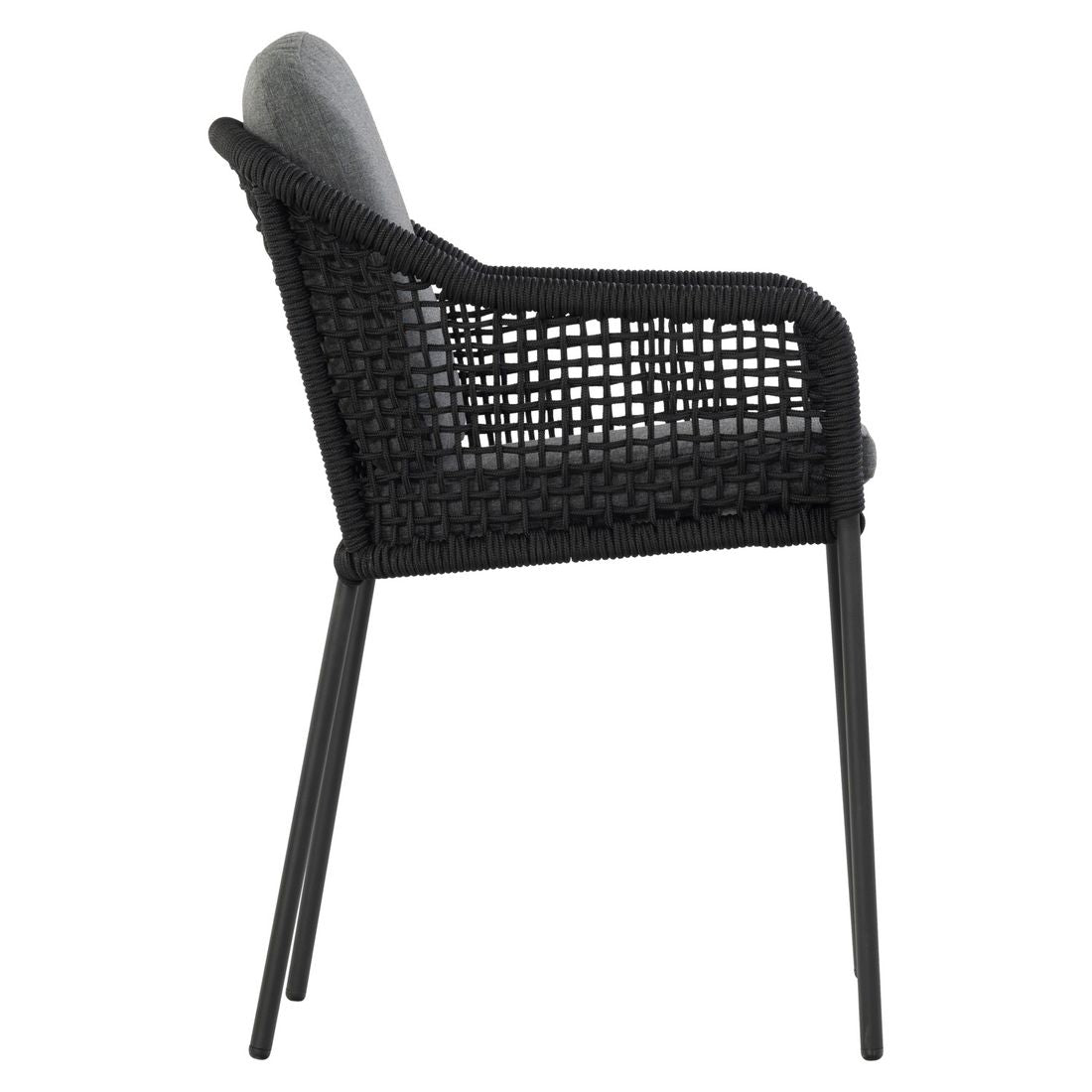 Hagestol med armlener Knit Dress stål tau montert på terrasse