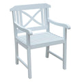 Hagestol med armlener Landhaus akasie hvit 65x61 cm forfra