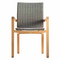Hagestol med armlener Leah teak/polyrotting 59x64 cm forfra