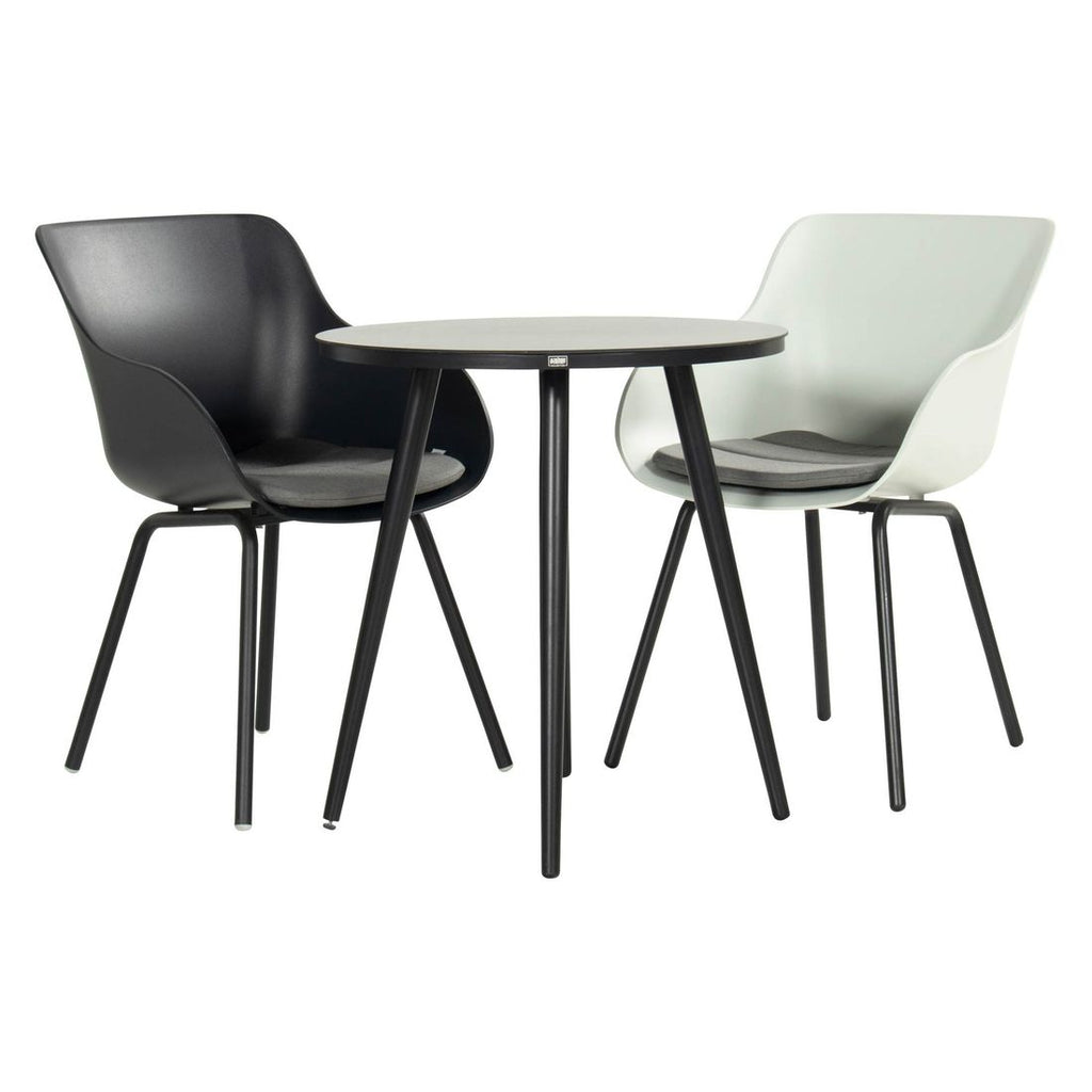 Sideprofil av Hagestol med armlener Lieke aluminium/plast svart/hvit - Schöner Wohnen