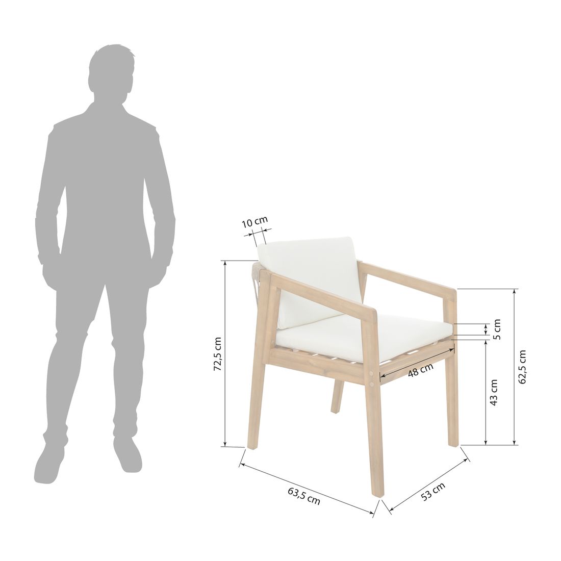 Detaljbilde av rope fletting på hagestol Milana