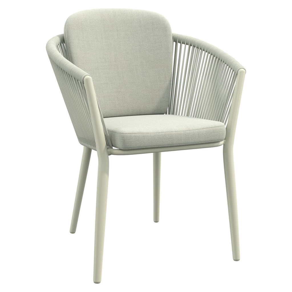 Hagestol med armlener Monet aluminium tau med puter forfra