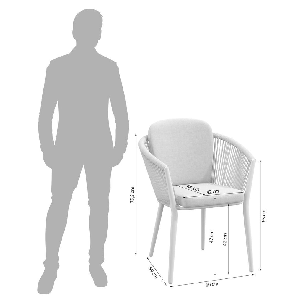 Hagestol med armlener Monet aluminium tau bakside