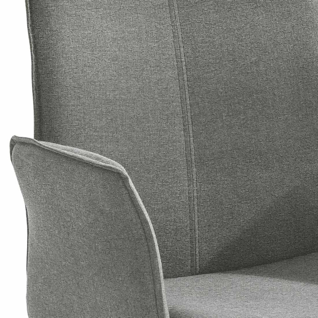 Detalj av stoff og armlener på Hagestol med armlener Portofino stål/olefin dreibar grå