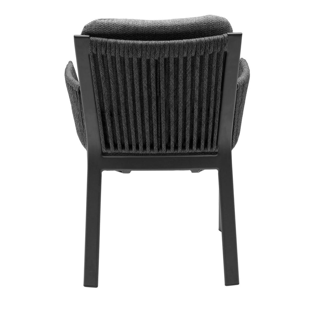 Sideprofil av Hagestol med armlener Sofano aluminium tau med puter