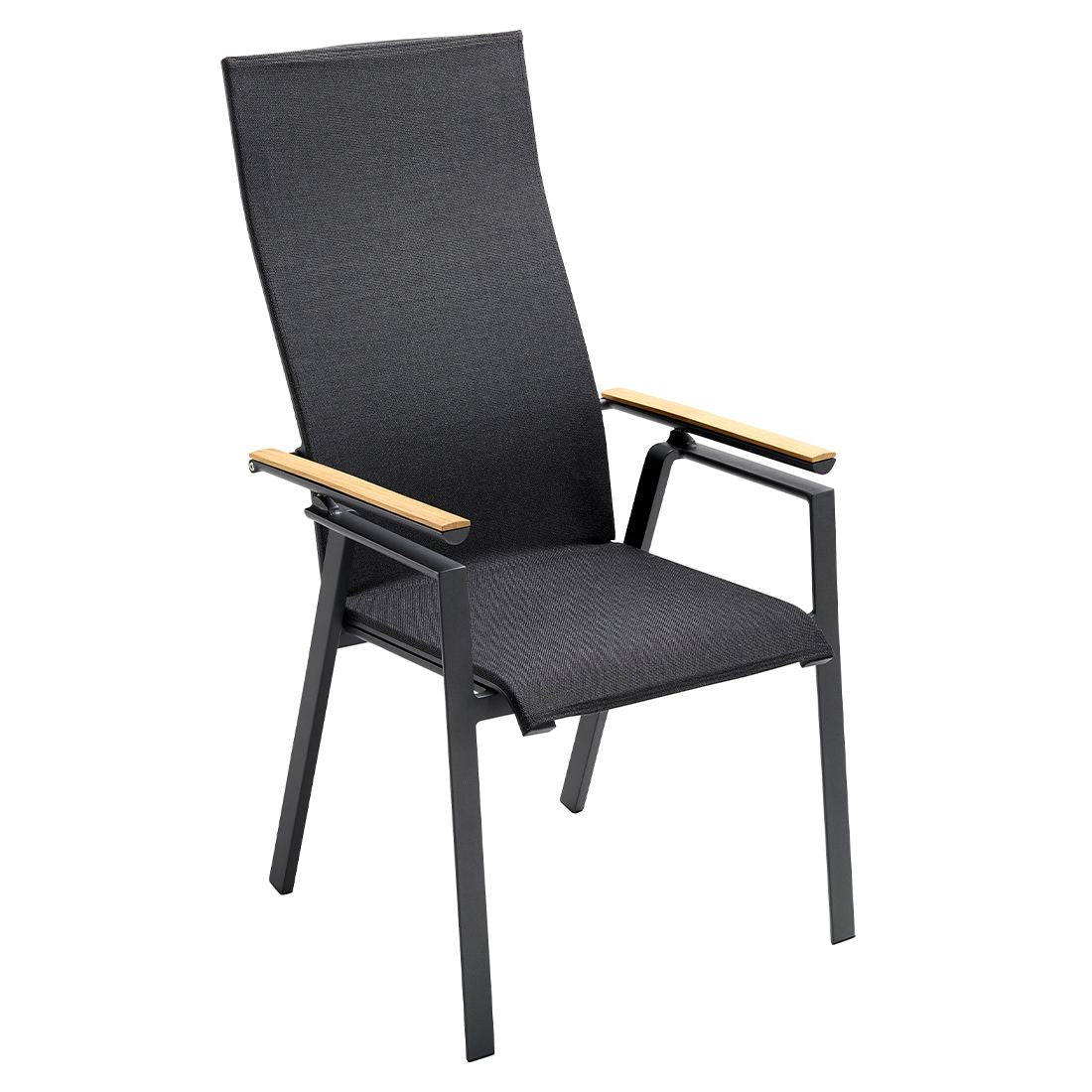Hagestol med armlener Soul aluminium/textilen/teak - Solpuri forfra